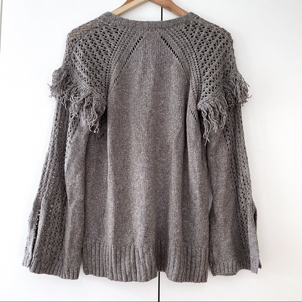 Bcbgeneration Fringe Pullover Sweater Jumper Grey - image 5